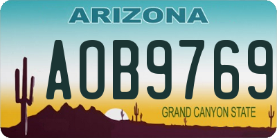 AZ license plate AOB9769