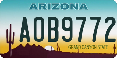 AZ license plate AOB9772