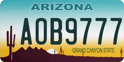 AZ license plate AOB9777