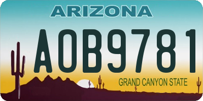 AZ license plate AOB9781