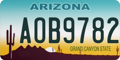 AZ license plate AOB9782
