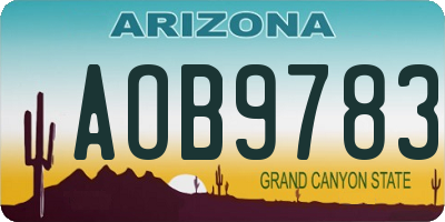 AZ license plate AOB9783