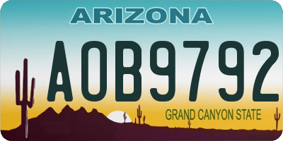 AZ license plate AOB9792