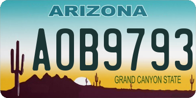 AZ license plate AOB9793