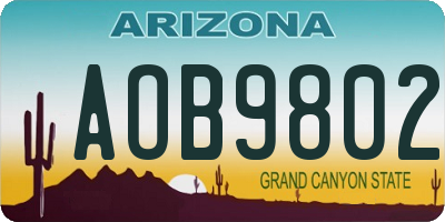 AZ license plate AOB9802