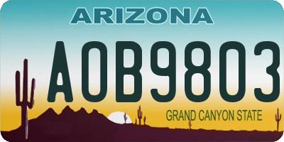AZ license plate AOB9803