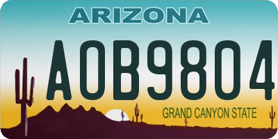 AZ license plate AOB9804