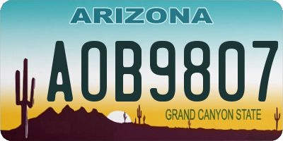 AZ license plate AOB9807