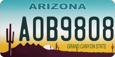 AZ license plate AOB9808
