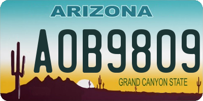 AZ license plate AOB9809
