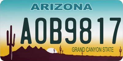 AZ license plate AOB9817