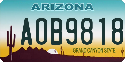 AZ license plate AOB9818