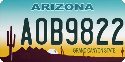 AZ license plate AOB9822