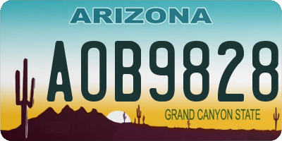 AZ license plate AOB9828