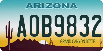 AZ license plate AOB9832