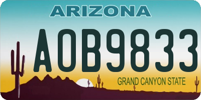 AZ license plate AOB9833