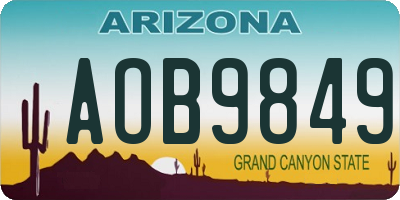 AZ license plate AOB9849