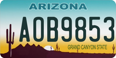 AZ license plate AOB9853