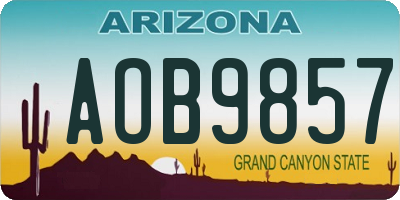 AZ license plate AOB9857