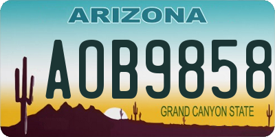 AZ license plate AOB9858
