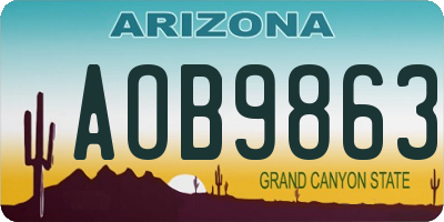 AZ license plate AOB9863
