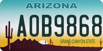 AZ license plate AOB9868