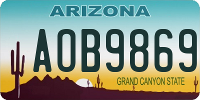AZ license plate AOB9869