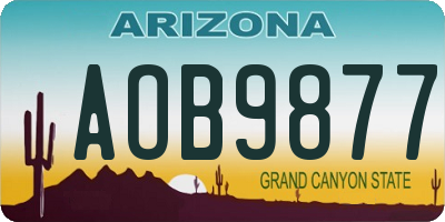 AZ license plate AOB9877