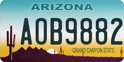 AZ license plate AOB9882