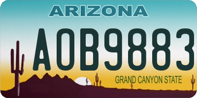 AZ license plate AOB9883