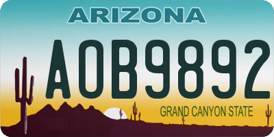AZ license plate AOB9892