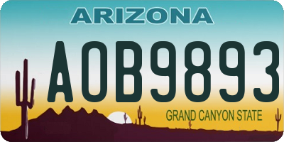 AZ license plate AOB9893