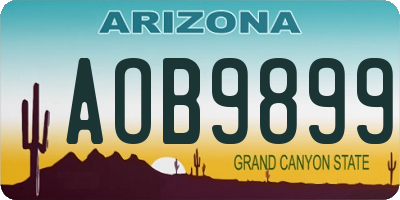AZ license plate AOB9899