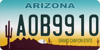 AZ license plate AOB9910