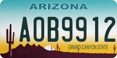 AZ license plate AOB9912
