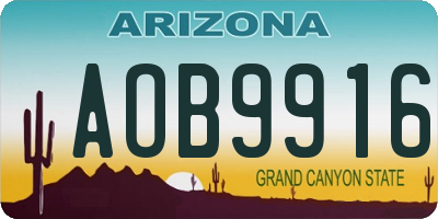 AZ license plate AOB9916