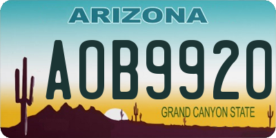 AZ license plate AOB9920