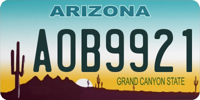 AZ license plate AOB9921