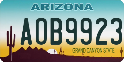 AZ license plate AOB9923