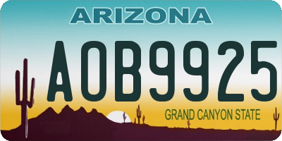 AZ license plate AOB9925