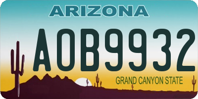 AZ license plate AOB9932