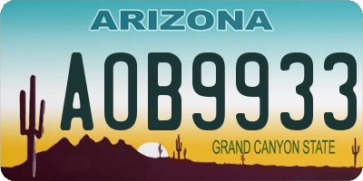 AZ license plate AOB9933