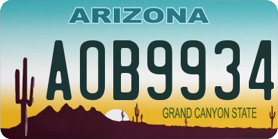 AZ license plate AOB9934