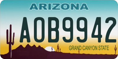 AZ license plate AOB9942