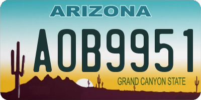 AZ license plate AOB9951