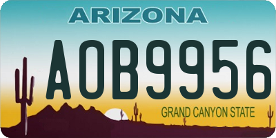 AZ license plate AOB9956