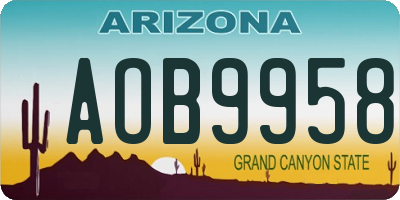AZ license plate AOB9958