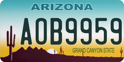 AZ license plate AOB9959