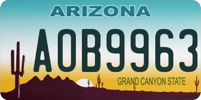 AZ license plate AOB9963