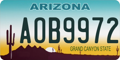 AZ license plate AOB9972